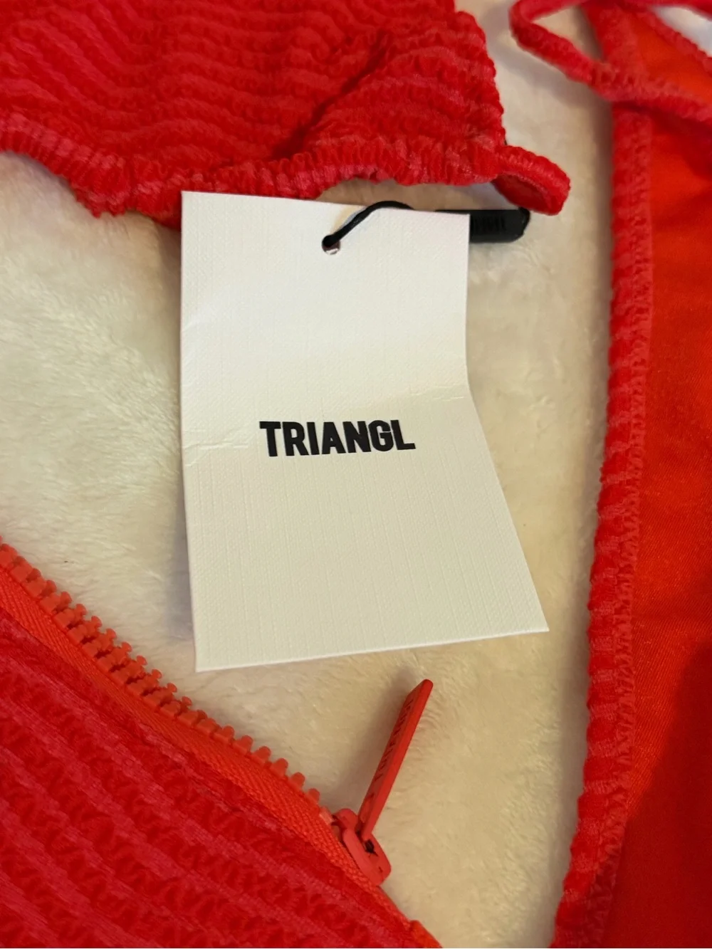 triangl swimwear Red Ribbed Triangle Bikini Set with Zip Pouch. NEW with tags!